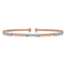 14K Rose Gold Bujukan Bead Cuff Bracelet with Diamond Pave Stations - 0.45 ct