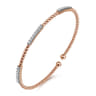 14K Rose Gold Bujukan Bead Cuff Bracelet with Diamond Pave Stations - 0.45 ct