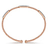 14K Rose Gold Bujukan Bead Cuff Bracelet with Diamond Pave Stations - 0.45 ct