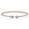 14K Rose Gold Bujukan Bead Cuff Bracelet with Diamond Pave Teardrops - 0.3 ct