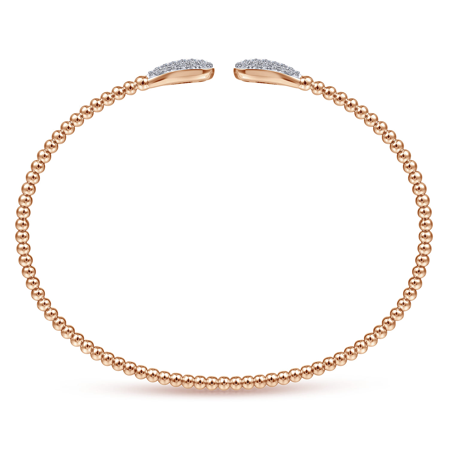 14K Rose Gold Bujukan Bead Cuff Bracelet with Diamond Pave Teardrops - 0.3 ct - Shot 3