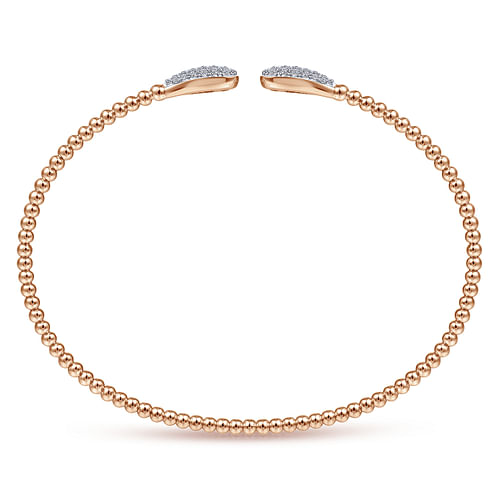 14K Rose Gold Bujukan Bead Cuff Bracelet with Diamond Pave Teardrops - 0.3 ct - Shot 3
