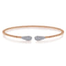 14K Rose Gold Bujukan Bead Cuff Bracelet with Diamond Pave Teardrops - 0.3 ct