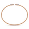 14K Rose Gold Bujukan Bead Cuff Bracelet with Diamond Pave Teardrops - 0.3 ct