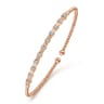 14K Rose Gold Bujukan Bead Cuff Bracelet with Diamond Stations - 0.33 ct