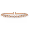 14K Rose Gold Bujukan Bead Cuff Bracelet with Diamond Stations - 0.33 ct