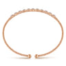 14K Rose Gold Bujukan Bead Cuff Bracelet with Diamond Stations - 0.33 ct
