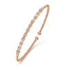 14K Rose Gold Bujukan Bead Cuff Bracelet with Diamond Stations - 0.33 ct