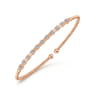 14K Rose Gold Bujukan Bead Cuff Bracelet with Diamond Stations - 0.33 ct