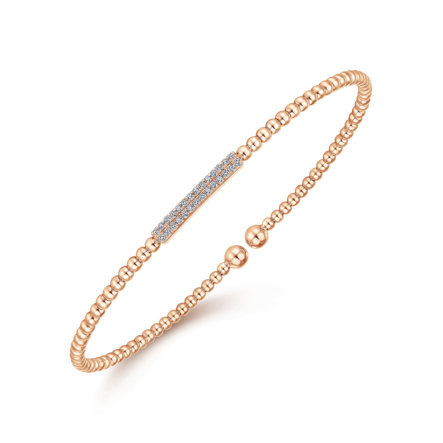 14K Rose Gold Bujukan Bead Cuff Bracelet with Diamonds - 0.14 ct - Shot 2