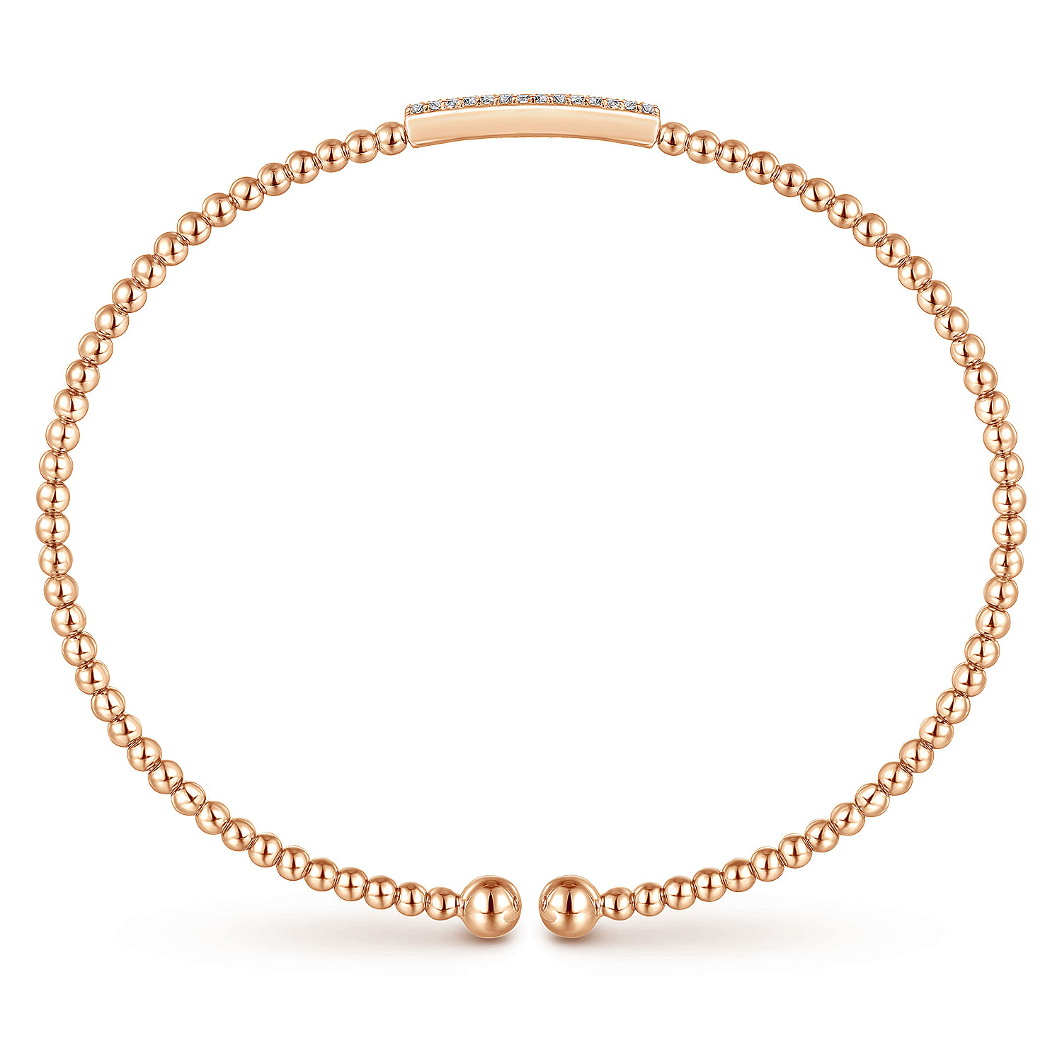 14K Rose Gold Bujukan Bead Cuff Bracelet with Diamonds - 0.14 ct - Shot 3