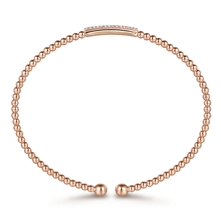 14K Rose Gold Bujukan Bead Cuff Bracelet with Diamonds - 0.14 ct - Shot 3