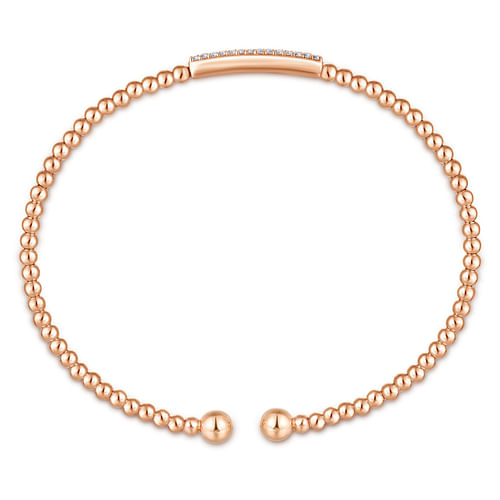 14K Rose Gold Bujukan Bead Cuff Bracelet with Diamonds - 0.13 ct - Shot 3