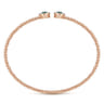 14K Rose Gold Bujukan Bead Cuff Bracelet with Emerald and Diamond Halo Caps - 0.16 ct