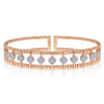 14K Rose Gold Bujukan Bead Cuff Bracelet with Pave Diamond Connectors - 0.75 ct