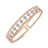 14K Rose Gold Bujukan Bead Cuff Bracelet with Pave Diamond Connectors - 0.75 ct