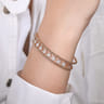 14K Rose Gold Bujukan Bead Cuff Bracelet with Pave Diamond Connectors - 0.75 ct