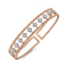 14K Rose Gold Bujukan Bead Cuff Bracelet with Pave Diamond Connectors - 0.7 ct
