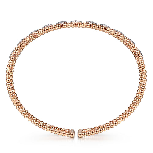 14K Rose Gold Bujukan Bead Cuff Bracelet with Pave Diamond Connectors - 0.7 ct - Shot 3
