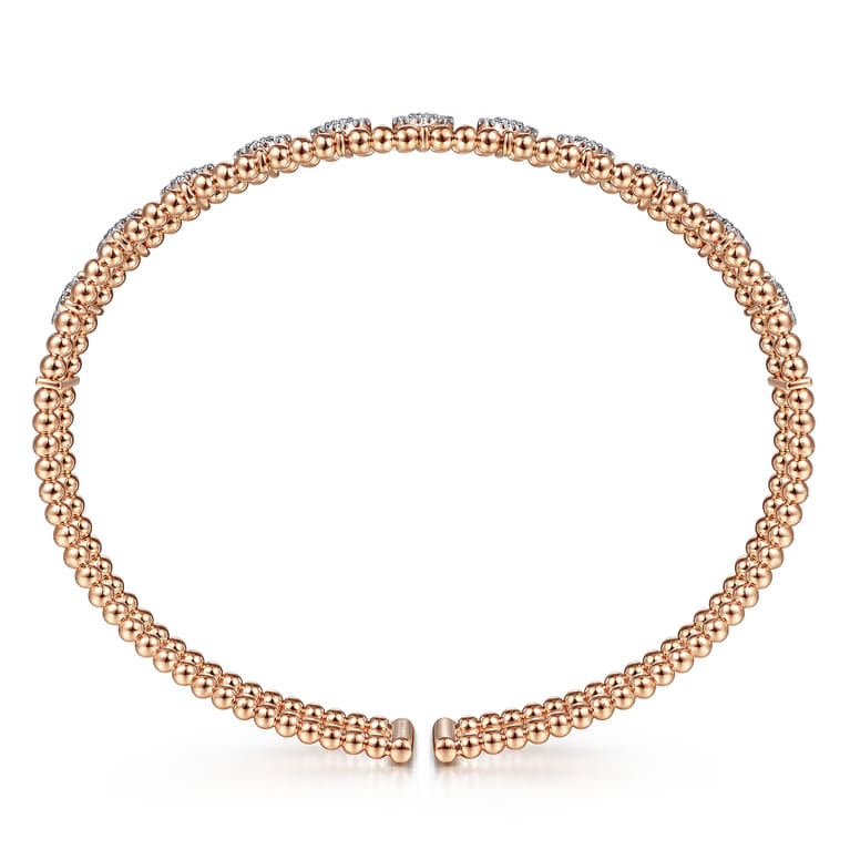 14K Rose Gold Bujukan Bead Cuff Bracelet with Pave Diamond Connectors - 0.7 ct - Shot 3