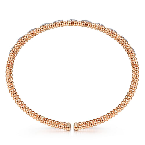 14K Rose Gold Bujukan Bead Cuff Bracelet with Pave Diamond Connectors - 0.85 ct - Shot 3