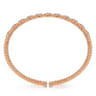 14K Rose Gold Bujukan Bead Cuff Bracelet with Pave Diamond Connectors - 0.85 ct