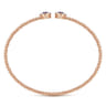 14K Rose Gold Bujukan Bead Cuff Bracelet with Ruby and Diamond Halo Caps - 0.16 ct