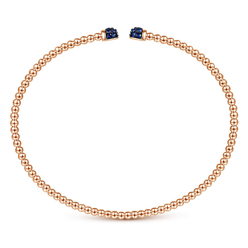 14K Rose Gold Bujukan Bead Cuff Bracelet with Sapphire Pav¿ª Caps - Shot 3