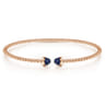 14K Rose Gold Bujukan Bead Cuff Bracelet with Sapphire Pave Caps