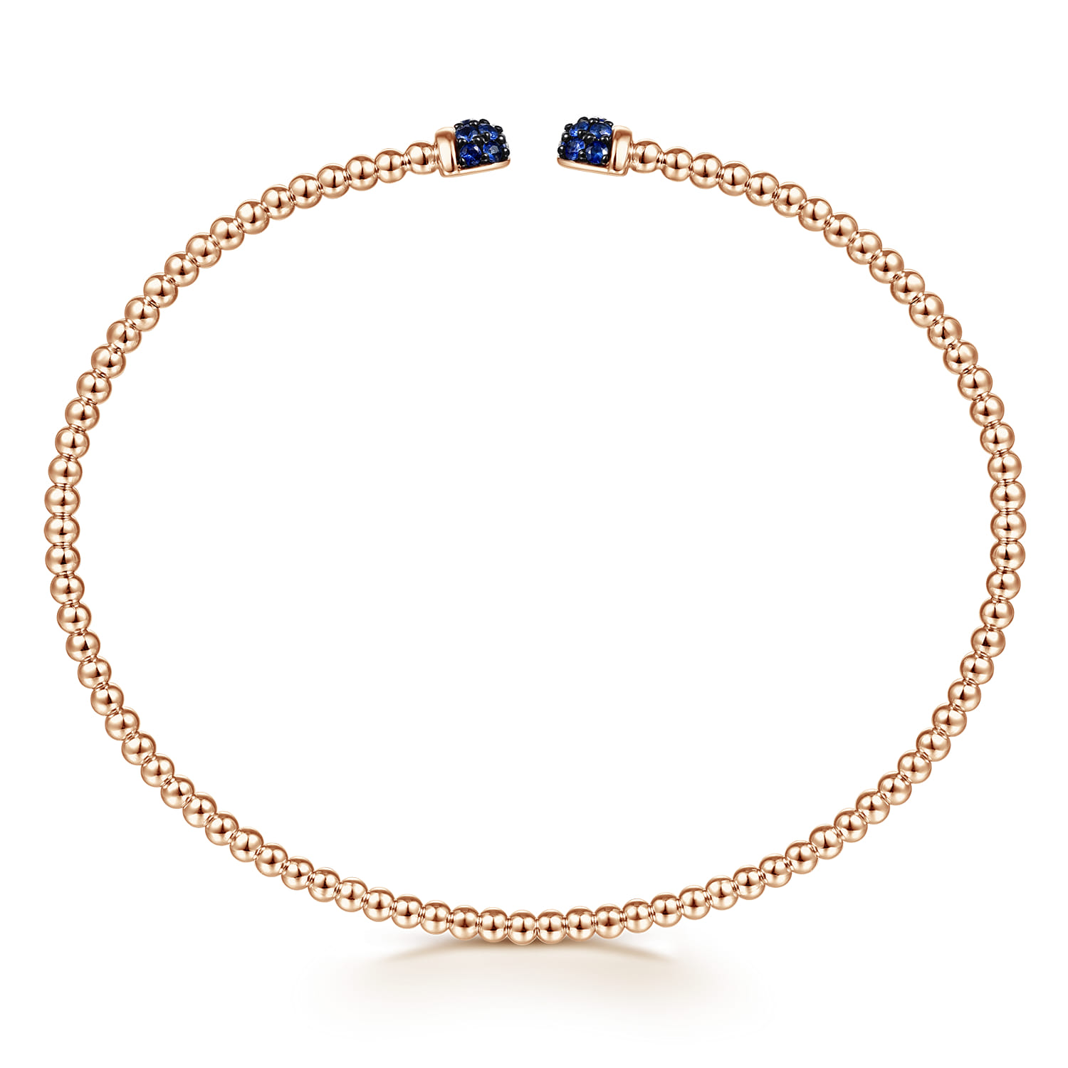 14K Rose Gold Bujukan Bead Cuff Bracelet with Sapphire Pave Caps - Shot 3