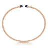 14K Rose Gold Bujukan Bead Cuff Bracelet with Sapphire Pave Caps