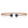 14K Rose Gold Bujukan Bead Cuff Bracelet with Sapphire and Diamond Halo Caps - 0.15 ct