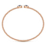 14K Rose Gold Bujukan Bead Cuff Bracelet with Sapphire and Diamond Halo Caps - 0.16 ct