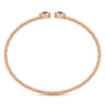 14K Rose Gold Bujukan Bead Cuff Bracelet with Sapphire and Diamond Halo Caps - 0.16 ct