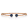 14K Rose Gold Bujukan Bead Cuff Bracelet with Sapphire and Diamond Halo Caps - 0.16 ct