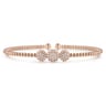 14K Rose Gold Bujukan Bead Cuff Bracelet with Three Pave Diamond Stations - 0.32 ct