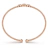 14K Rose Gold Bujukan Bead Cuff Bracelet with Three Pave Diamond Stations - 0.32 ct