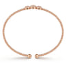 14K Rose Gold Bujukan Bead Cuff Bracelet with Three Pave Diamond Stations - 0.32 ct
