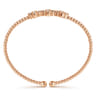 14K Rose Gold Bujukan Bead Cuff Bracelet with Three Quatrefoil Diamond Stations - 0.58 ct