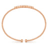 14K Rose Gold Bujukan Bead Cuff Bracelet with Three Quatrefoil Diamond Stations - 0.6 ct