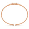 14K Rose Gold Bujukan Bead Cuff Bracelet with Three Quatrefoil Diamond Stations - 0.6 ct