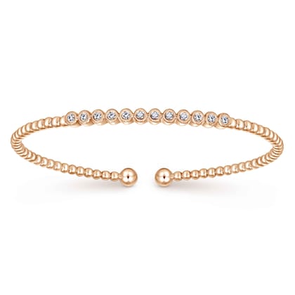 14K Rose Gold Bujukan Bead Diamond Bangle
