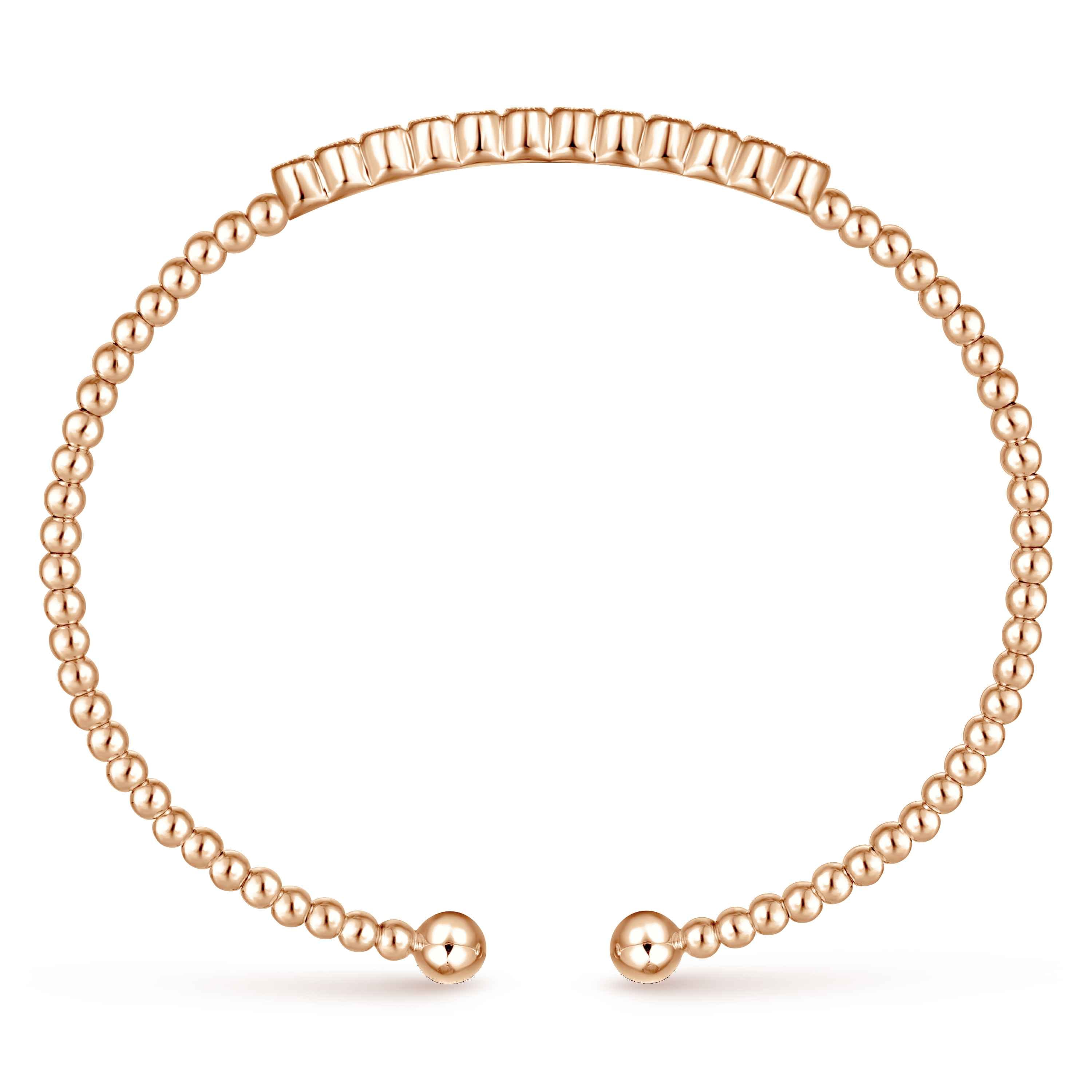 14K Rose Gold Bujukan Bead Diamond Bangle - 0.14 ct - Shot 3