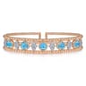 14K Rose Gold Bujukan Bead Diamond and Blue Topaz Cuff Bracelet - 0.57 ct