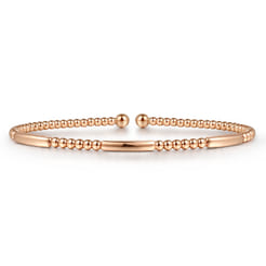 14K Rose Gold Bujukan Bead Open Bangle