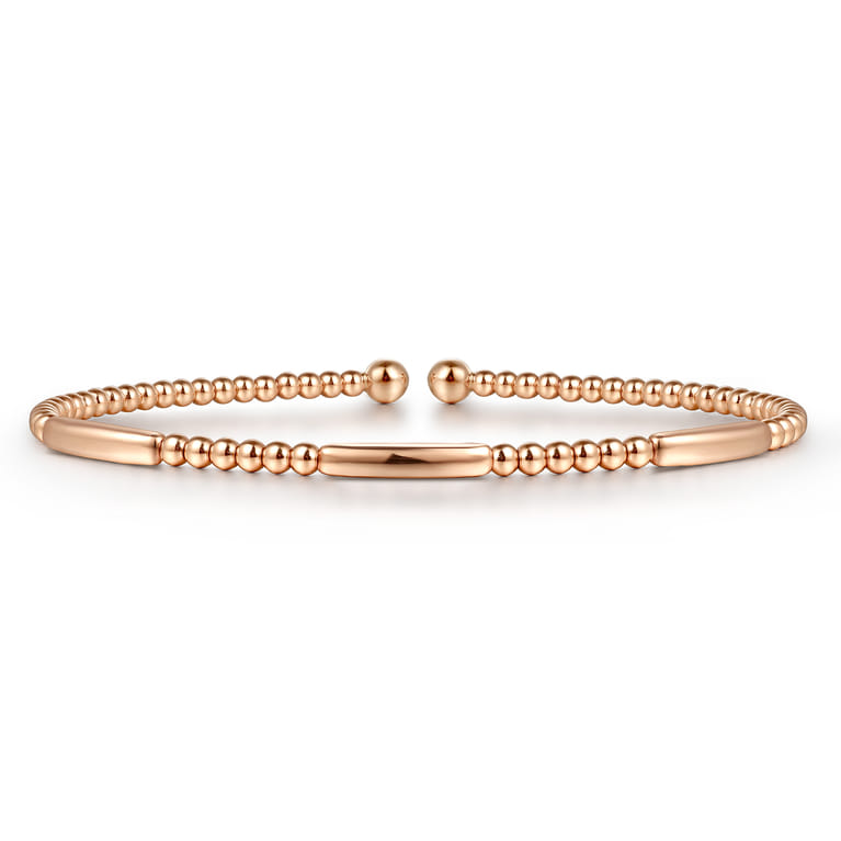 14K Rose Gold Bujukan Bead Open Bangle - Shot 1