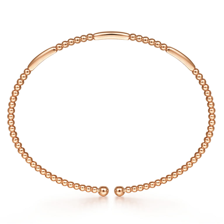 14K Rose Gold Bujukan Bead Open Bangle - Shot 3