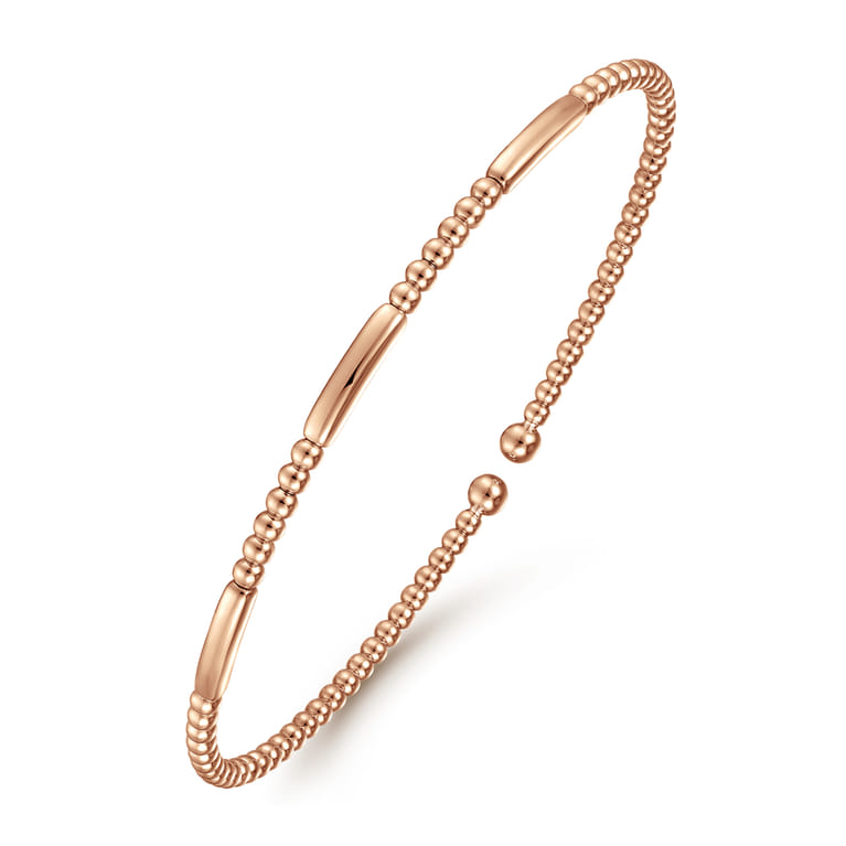 14K Rose Gold Bujukan Bead Open Bangle - Shot 2