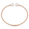 14K Rose Gold Bujukan Bead Split Bracelet with Pearl and Diamond Caps - 0.05 ct