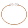 14K Rose Gold Bujukan Bead Split Bracelet with Pearl and Diamond Caps - 0.05 ct